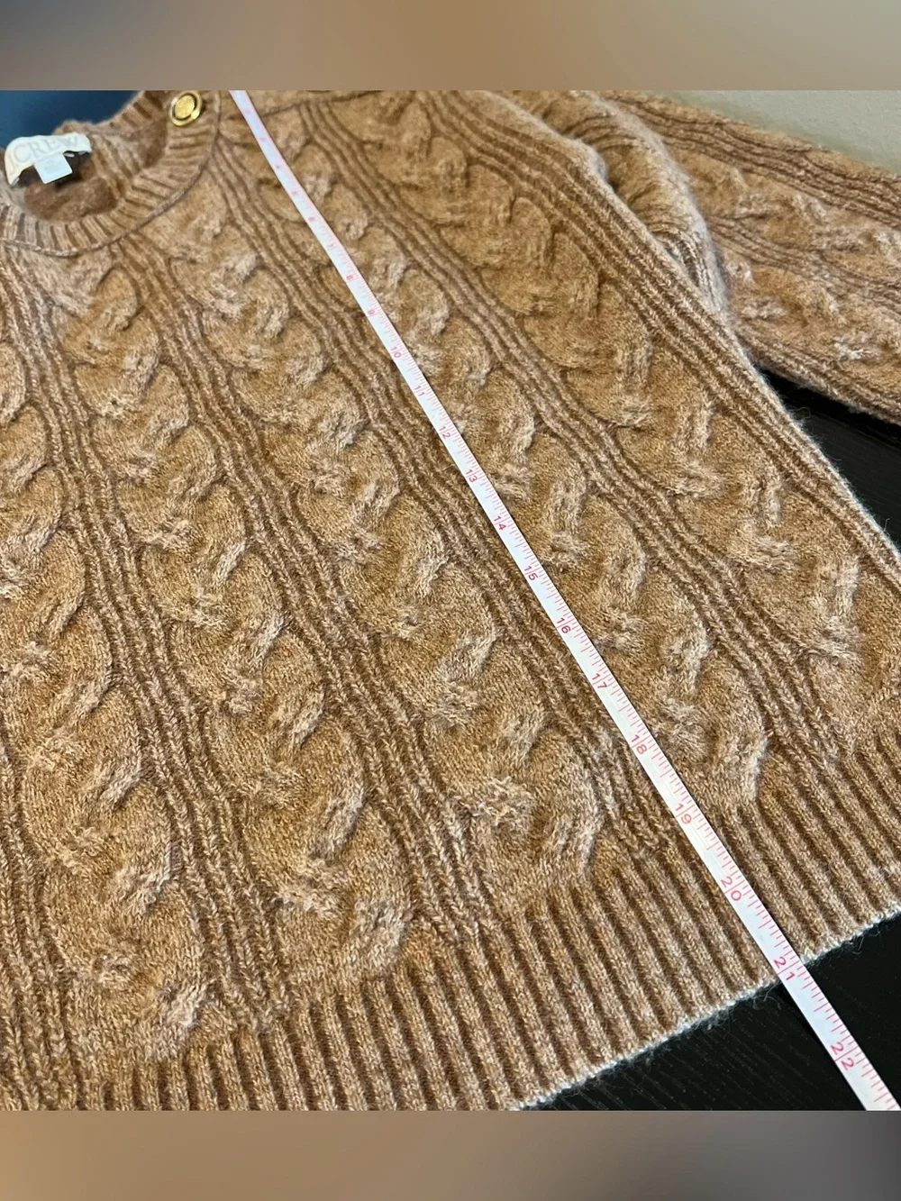 J. Crew Cable Knit Sweater With Buttons in Supersoft Yarn Brown Relaxed‎ Fit XS
